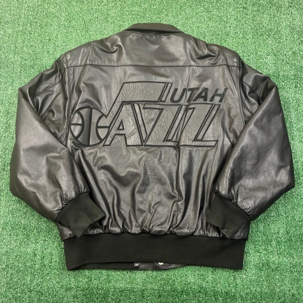 Vintage Jeff Hamilton NBA Utah Jazz Black Leather Jacket